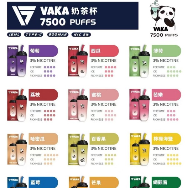 VAKA7500口 拋棄式電子煙 奶茶杯一次性電子菸 正品現貨  當天可出貨 新日期 08/31